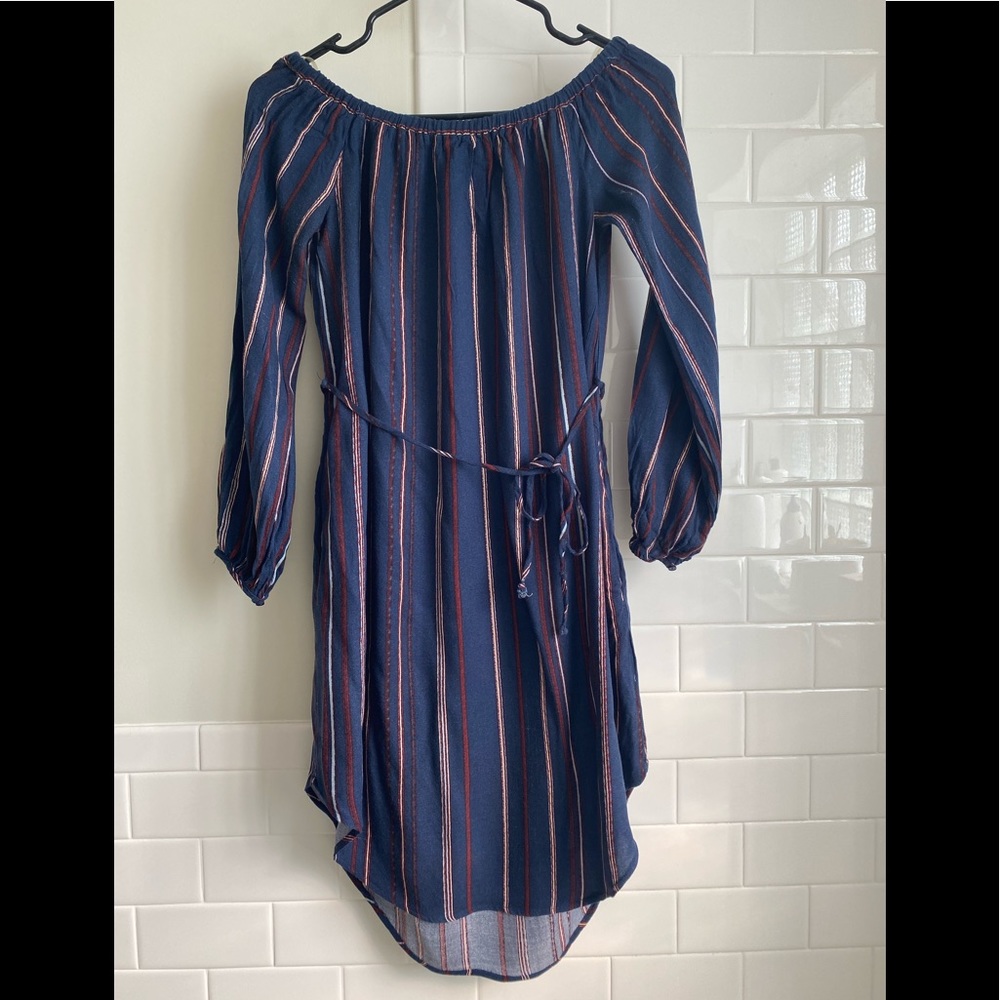 Lush Striped multicolor dress with tie waist, size XS.  In good condition.